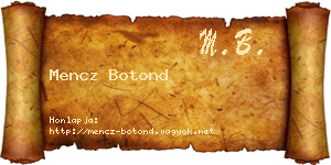Mencz Botond névjegykártya